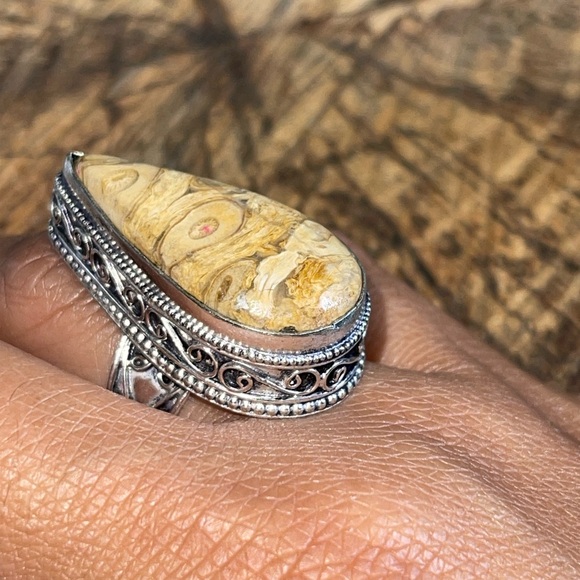 Landscape Picture Jasper Ring Size 8 - Picture 8 of 9